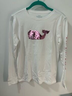 NWOT Vineyard Vines Girls XL (16) flip sequin long sleeve cotton teeshirt